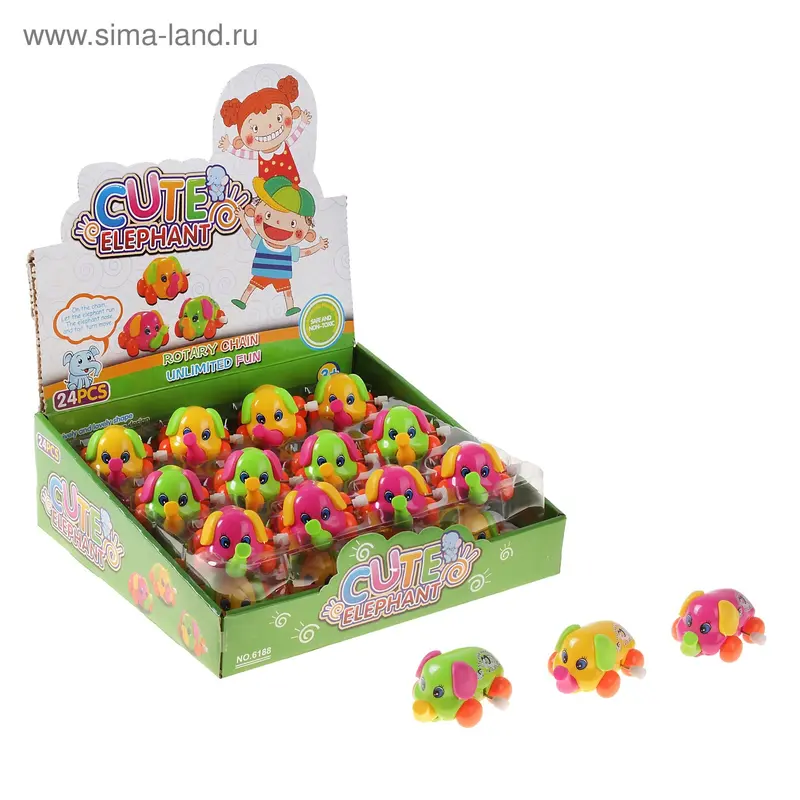 Игрушка заводная "Слоник", 3 вида