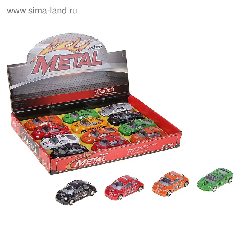 Машины металлические "Гонка" (набор 12 шт), в корробке