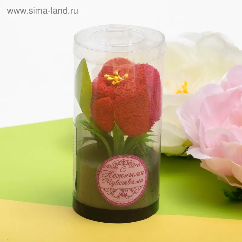 Сувенирное полотенце Красная роза 20*20 см