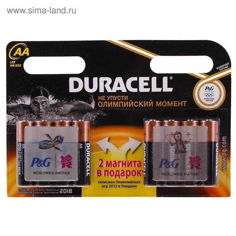 Набор элементов питания Duracell LR6-8BL BASIC алкалин пальчиковые и магнит олимпик