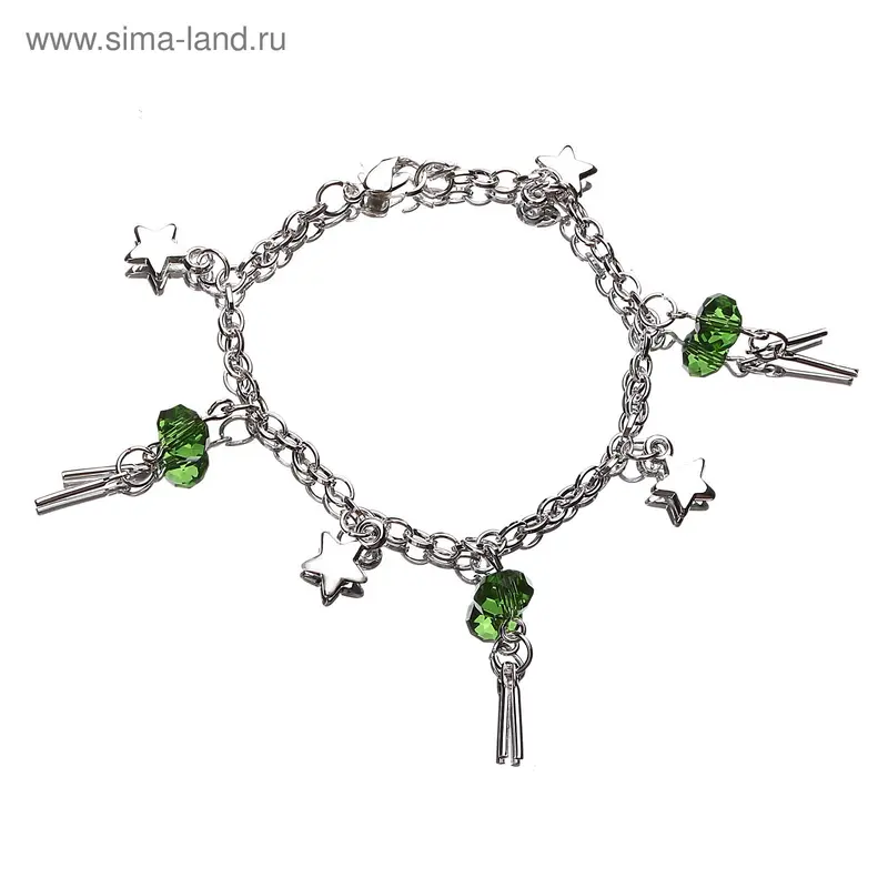 Браслет «Штучка» бусины, звезда, цвет зеленый