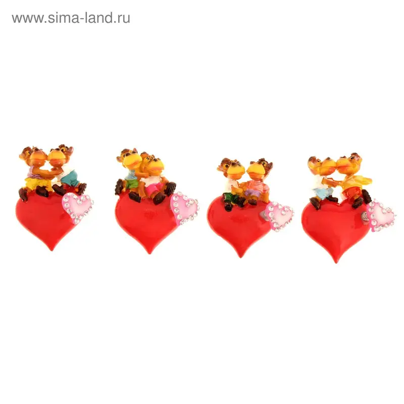 Магнит "Обезьянки на сердечке" 6,5×4,8 см