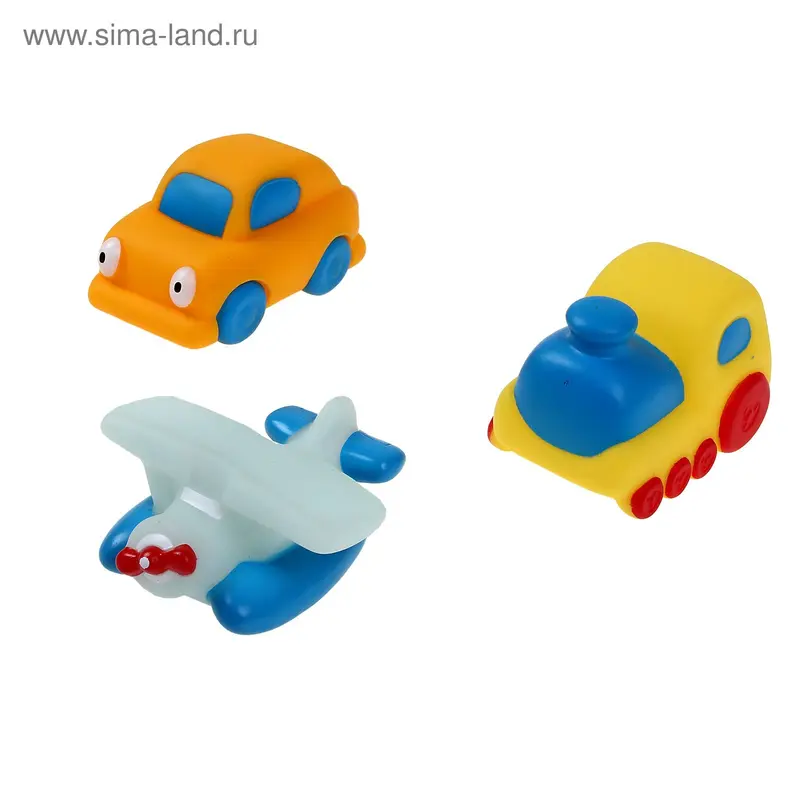 Набор игрушек для купания: самолет, паровозик, машинка
