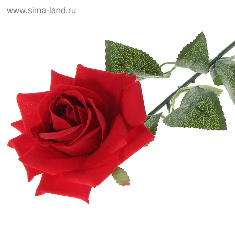 цветы искусственные роза бархат 62 см, d-12 см красная