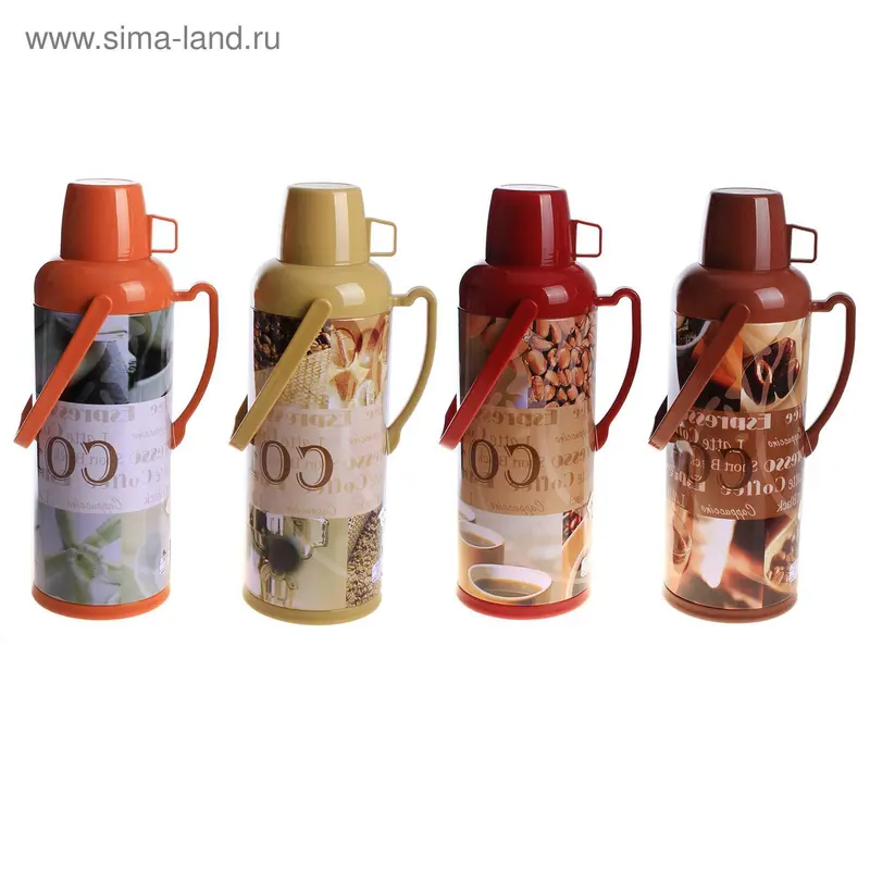 Термос "Кофе" с 1 кружкой, 2 л, 23х40 см, микс
