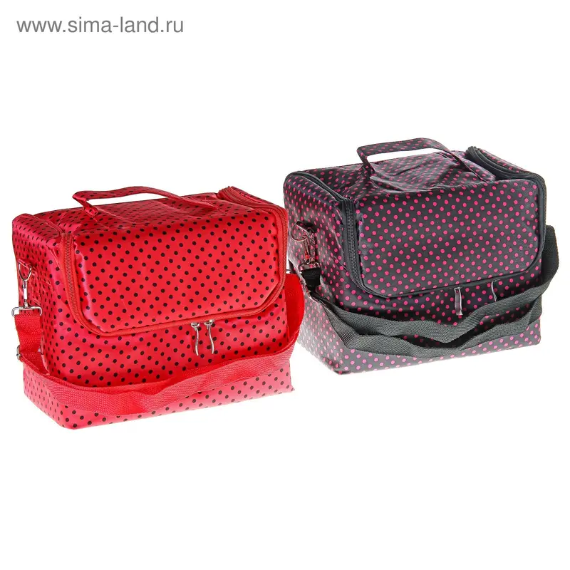 косметичка-сундучок Горошек 26*19*14 с регулируемым ремнём микс
