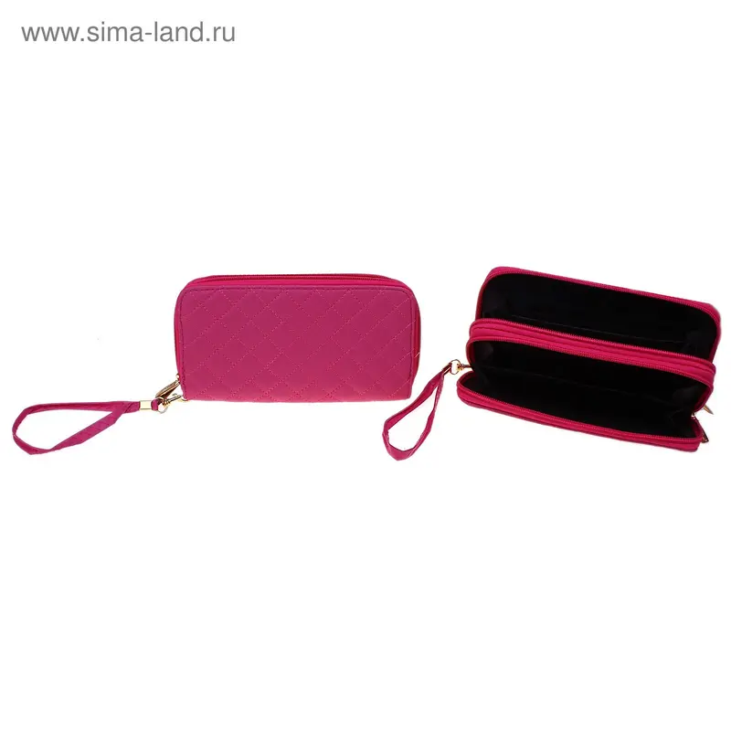 кошелёк жен 08-01-05 19*9*2см 4отд на молниях, с ручкой, строчка малиновый
