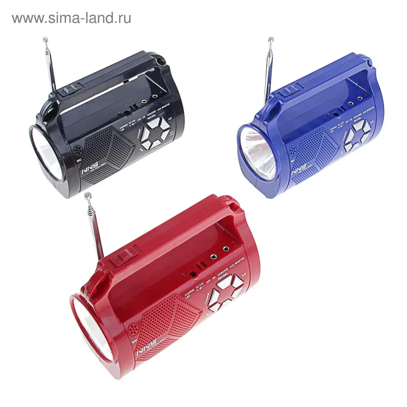 Радиоприемник NS-122, USB, SD, AUX, фонарик МИКС