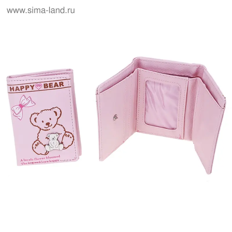 кошелёк молодёжный 2 Мишка, бант 12*9см 2отдела + для визиток