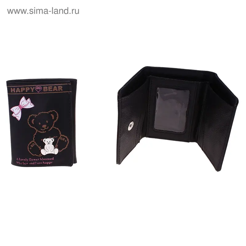 кошелёк молодёжный Мишка, бант 12*9см 2отдела + для визиток