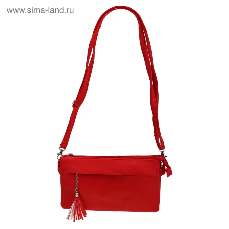 Клатч Софи 25*14,5*2см, 3 отд, 2 нар.карм, дл. ремень, красный