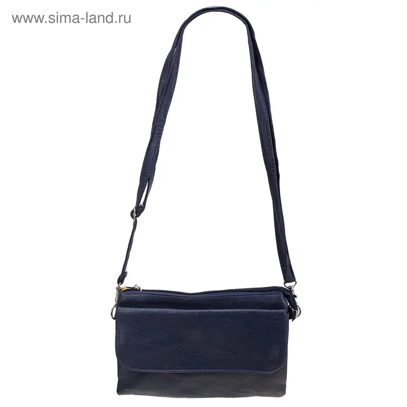 Клатч 23*14,5*3см, 5 отд, нар.карм, дл ручка, синий