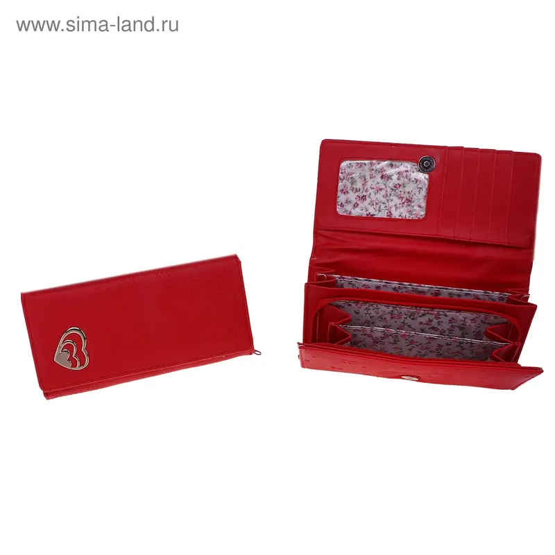 кошелёк жен 04-01-03 Сердца 19*10*1,5см 2отд+отд на молнии+д/кредиток