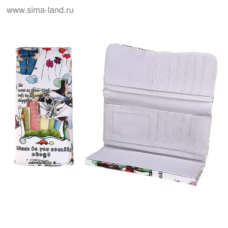 кошелёк жен 10-01-13 Модница 19*8,5*1,5см 3отд+д/кредиток рисунок/белый