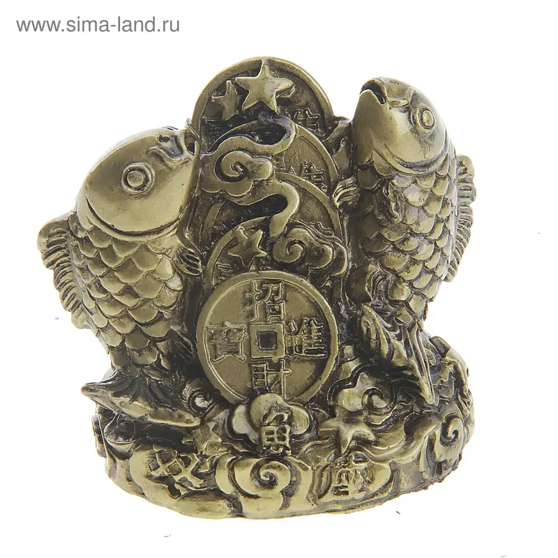Нэцкэ бронза "Карпы" 7,5 х 7,5 х 5 см