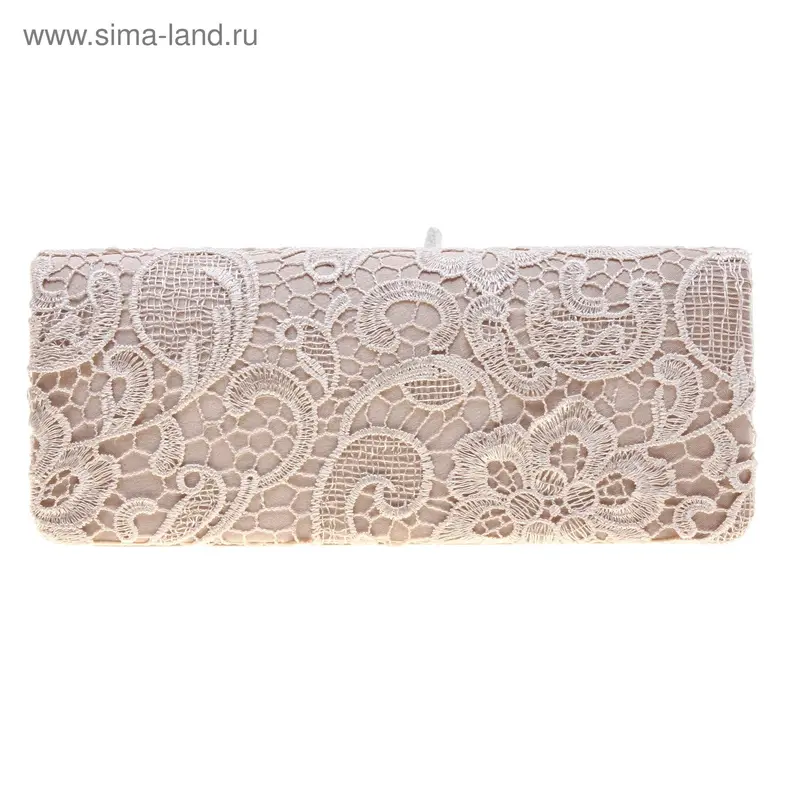 клатч Кружева 11*26*5 см с цепочкой бежевый