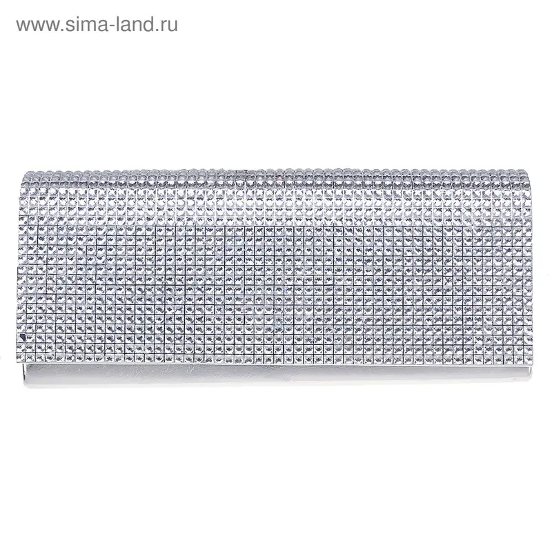 Клатч Мерцание 9,5*23*4,5см, 1 отд, на рамке, цепочка, стразы, серебряный
