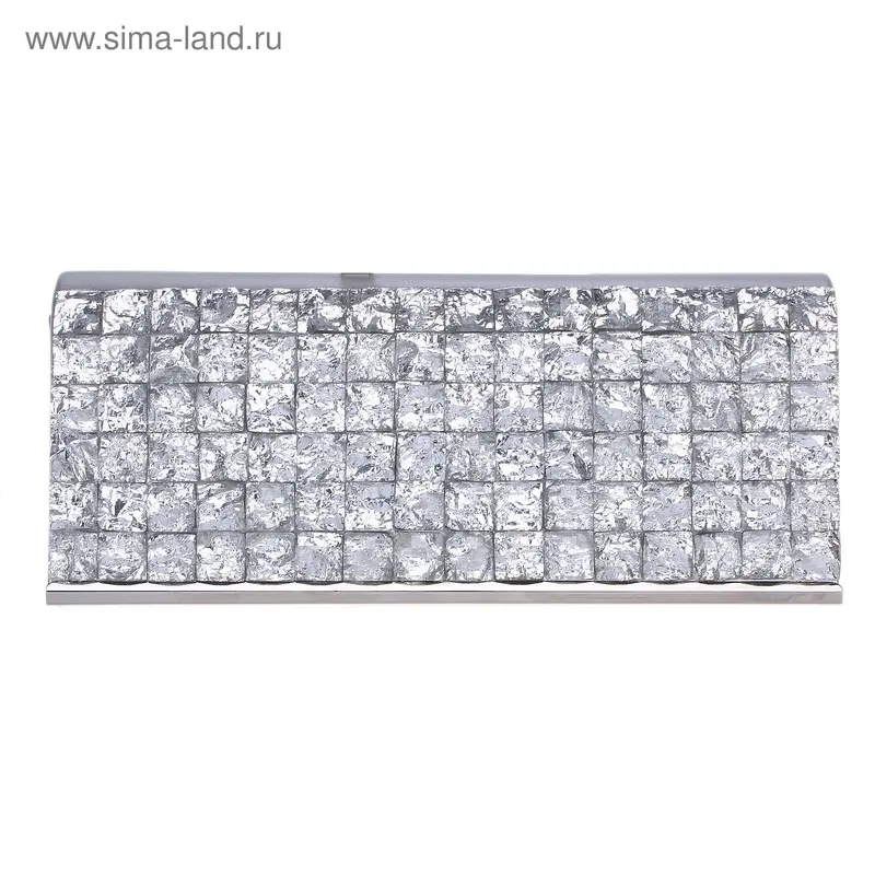 Клатч Мерцание 10*24*7см, 1 отд, цепочка, стразы, серебряный