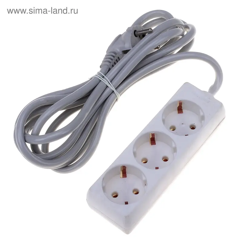 Сетевой фильтр, 3 гнезда, провод 3 м, 13х5, 16 А, 220 В