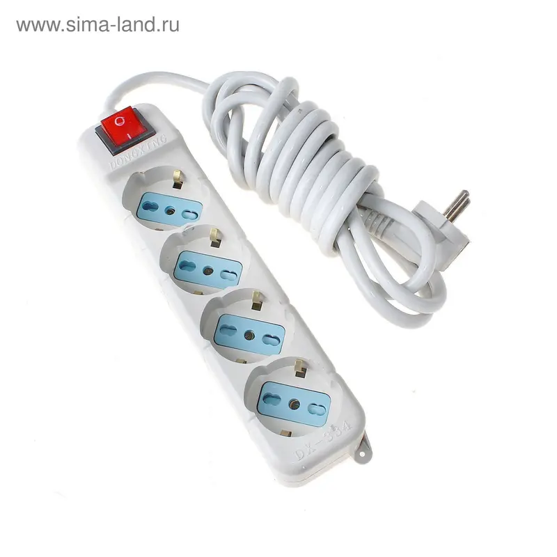 Сетевой фильтр на 4 розетки, провод 3 м. 10 А, V220