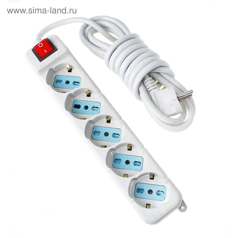 Сетевой фильтр на 5 розеток, провод 3 м, 10 А, V220