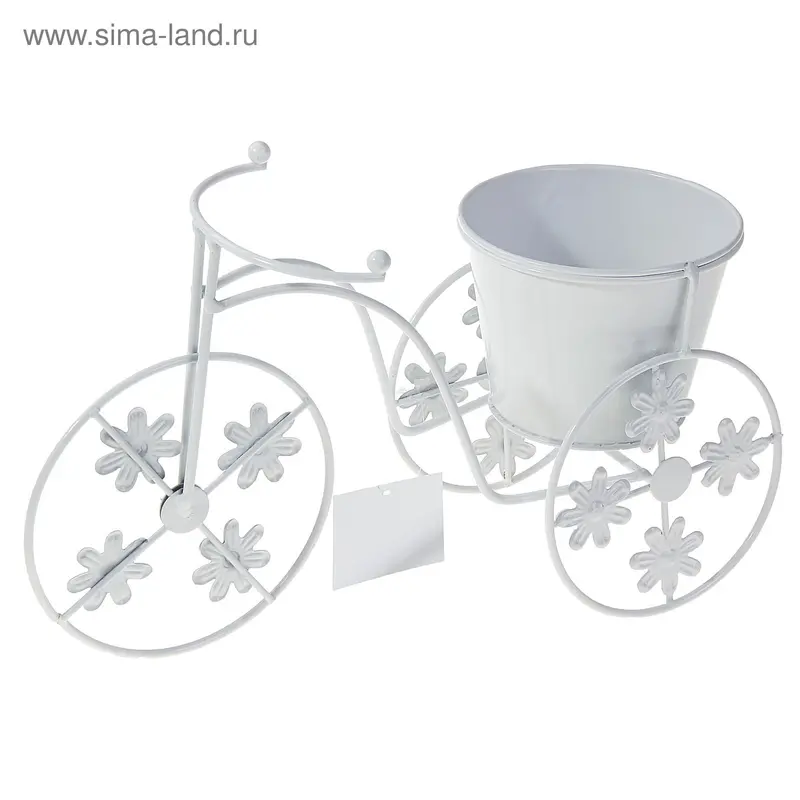 Кашпо белое Велосипед 20*30 см