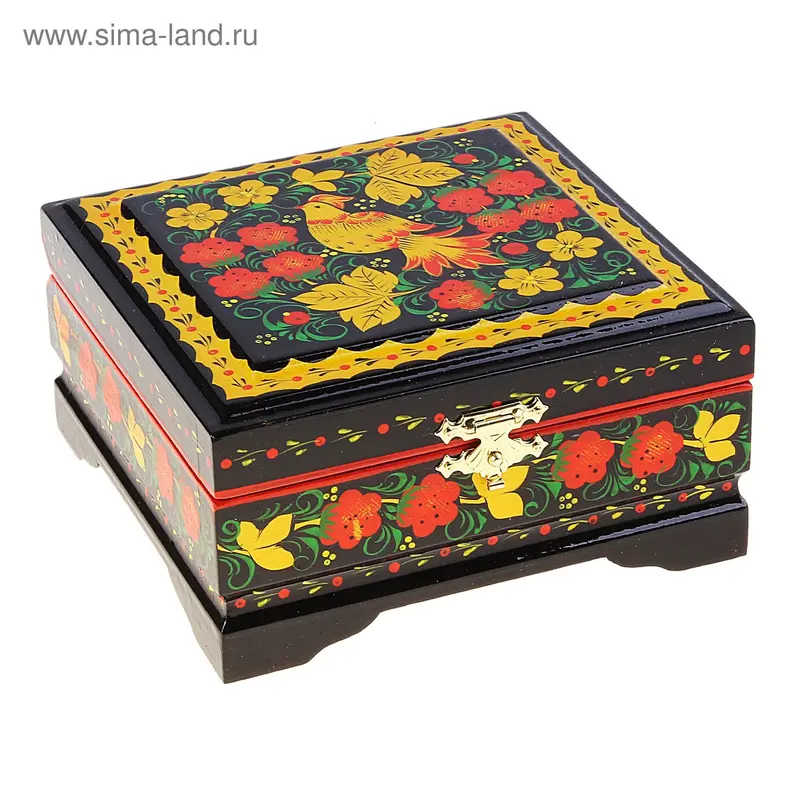 Хохлома шкатулка квадратная