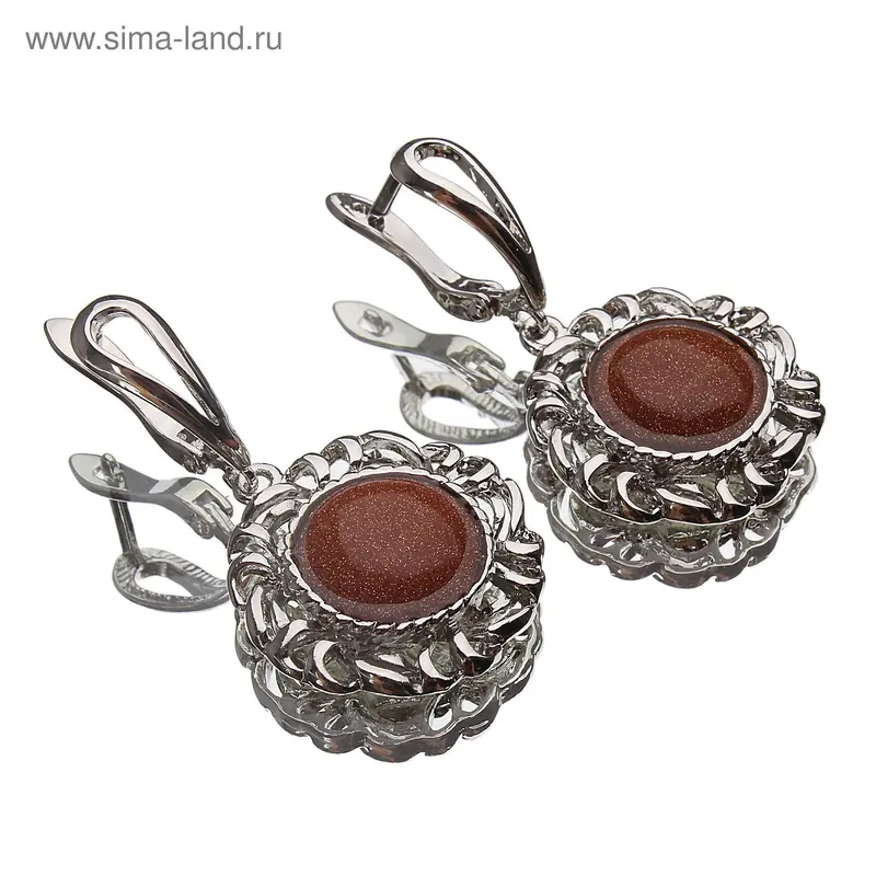 Серьги каллиопа «Авантюрин коричневый»