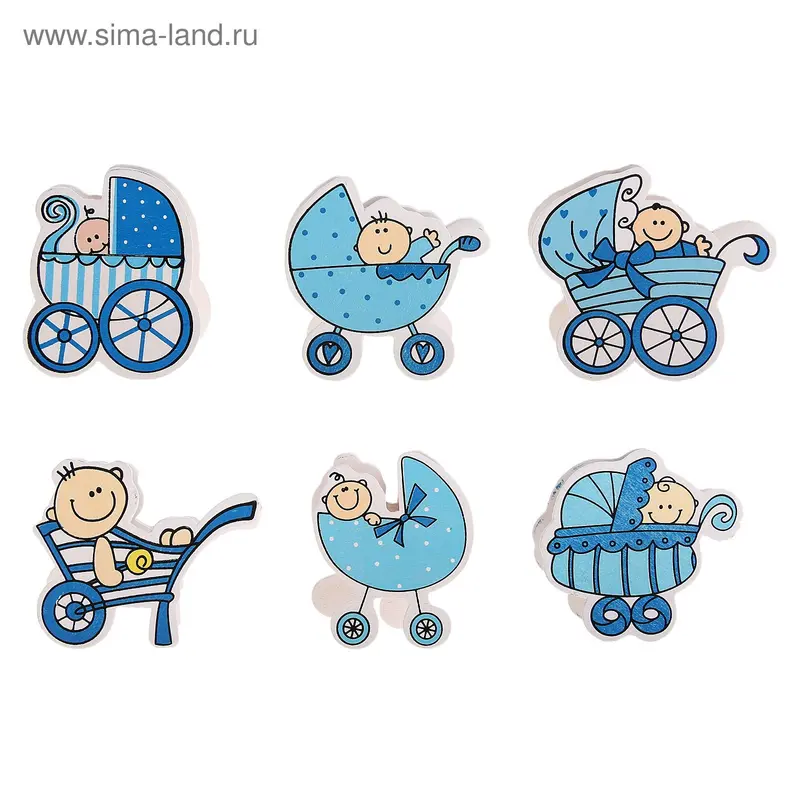прищепки "Малышня в голубых колясках" микс