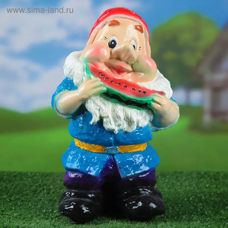 Садовая фигура "Гном с арбузом" 15х17х38см