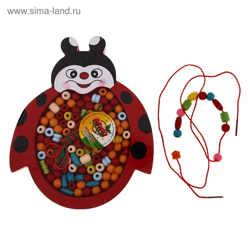 игрушка шнуровка "Божья коровка" с бусинками