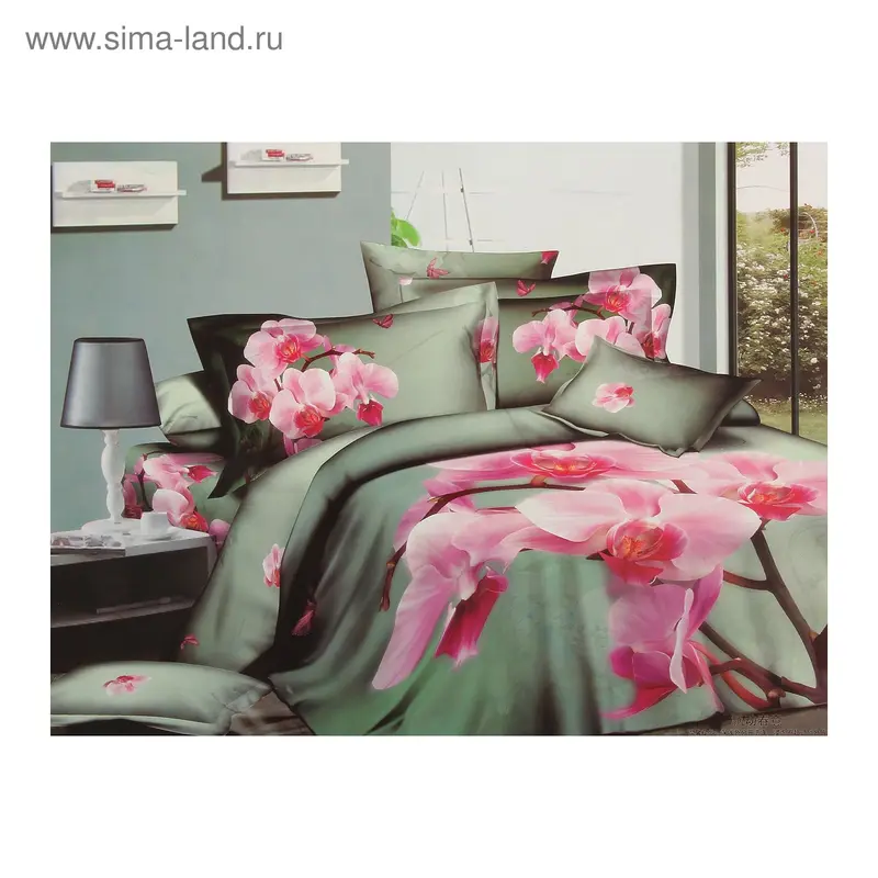 Постельное бельё "Этель 3Д" Орхидея евро 200*220 см, 220*240 см, 50*70 + 5 см - 2 шт