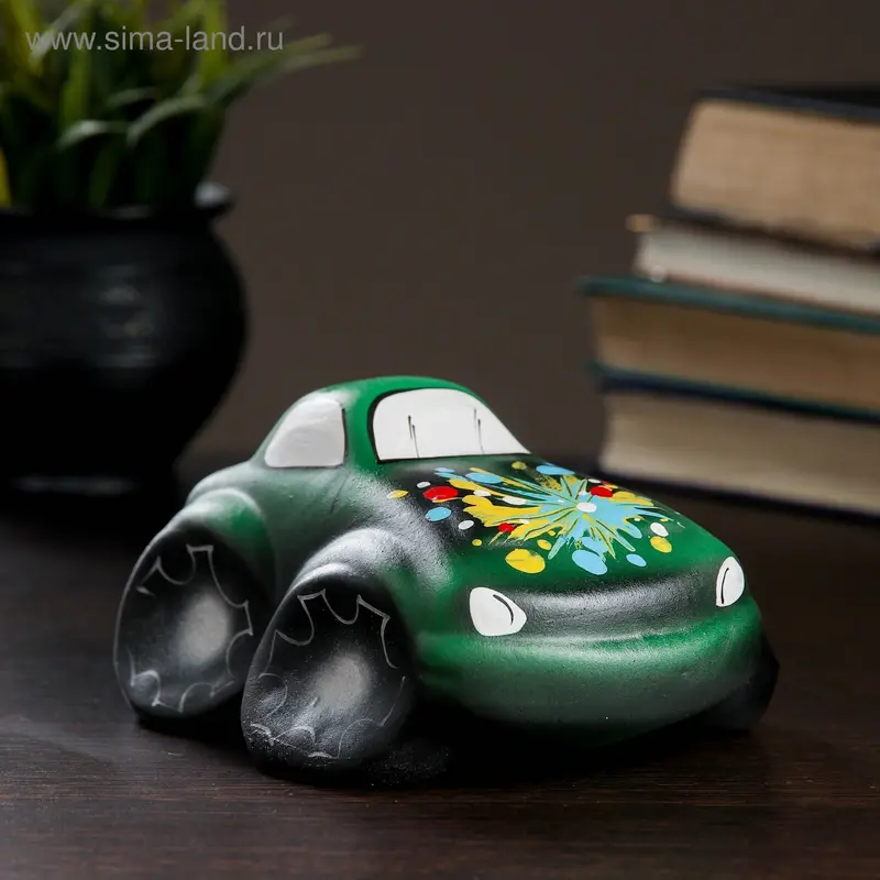 Копилка "Машина" зелёная 9х15см