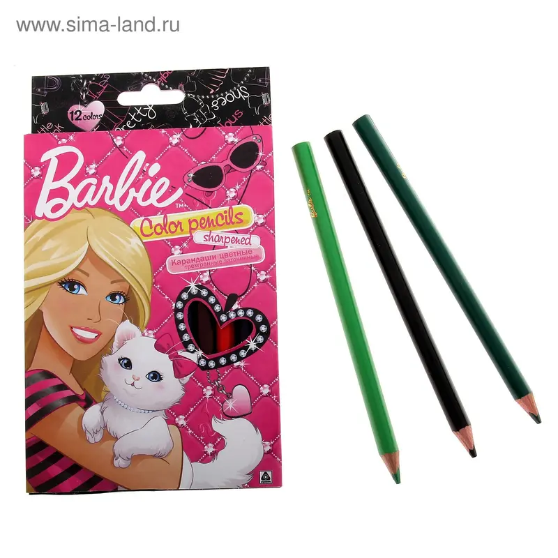 Карандаши 12цв Barbie треугольные ТОЛСТЫЕ