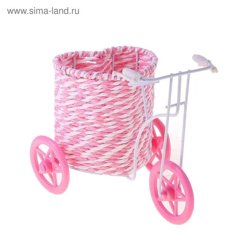 корзинка декоративная велосипед розовый 18*14*11 см