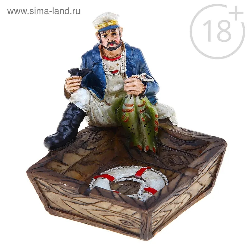 Пепельница "Капитан с рыбками со спасательным кругом"