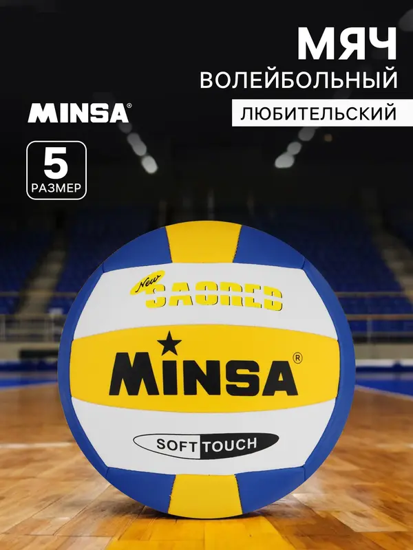 Волейбольный мяч MINSA, машинная сшивка, 18 панелей, размер 5, TPU