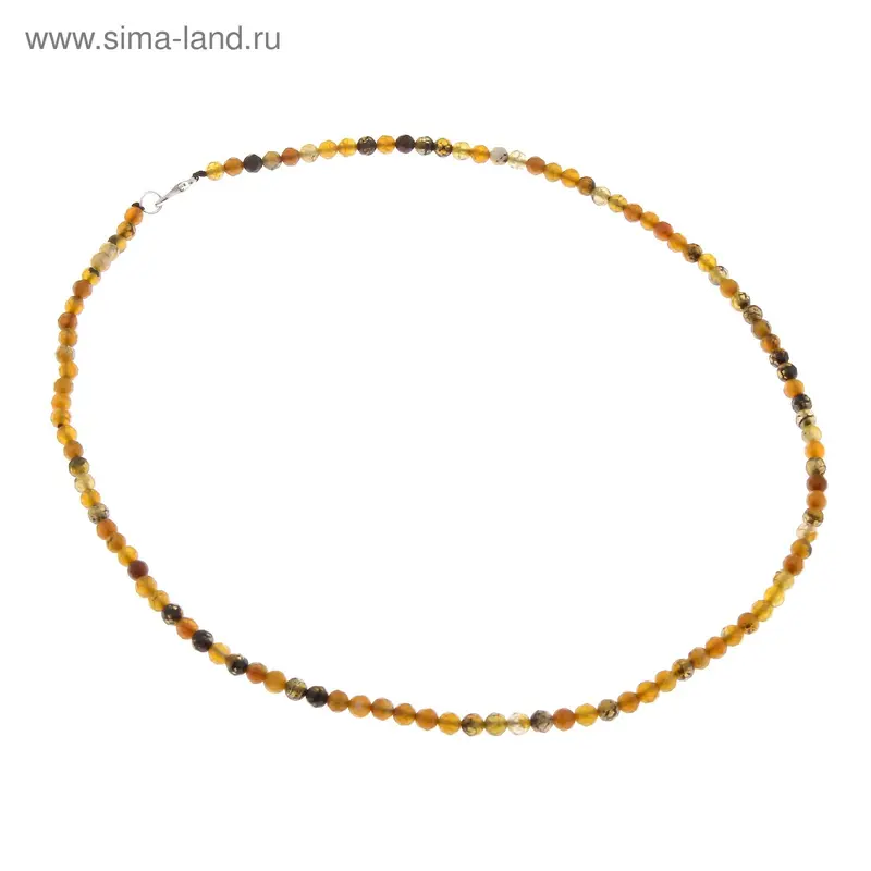 Бусы шар №4, гранёный «Агат жёлтый», 45см