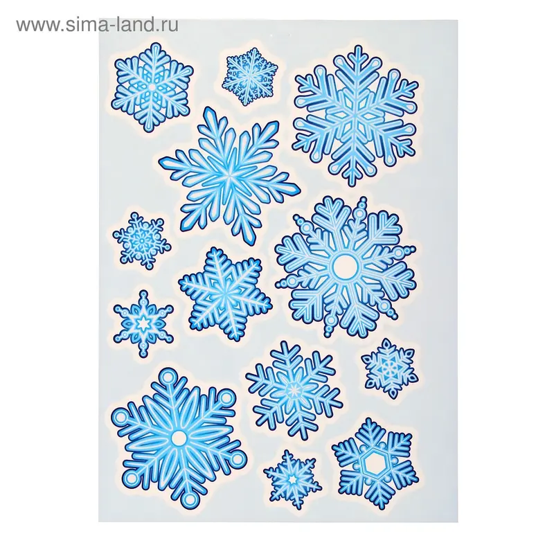 Наклейка Синие снежинки S 24*33,5 см