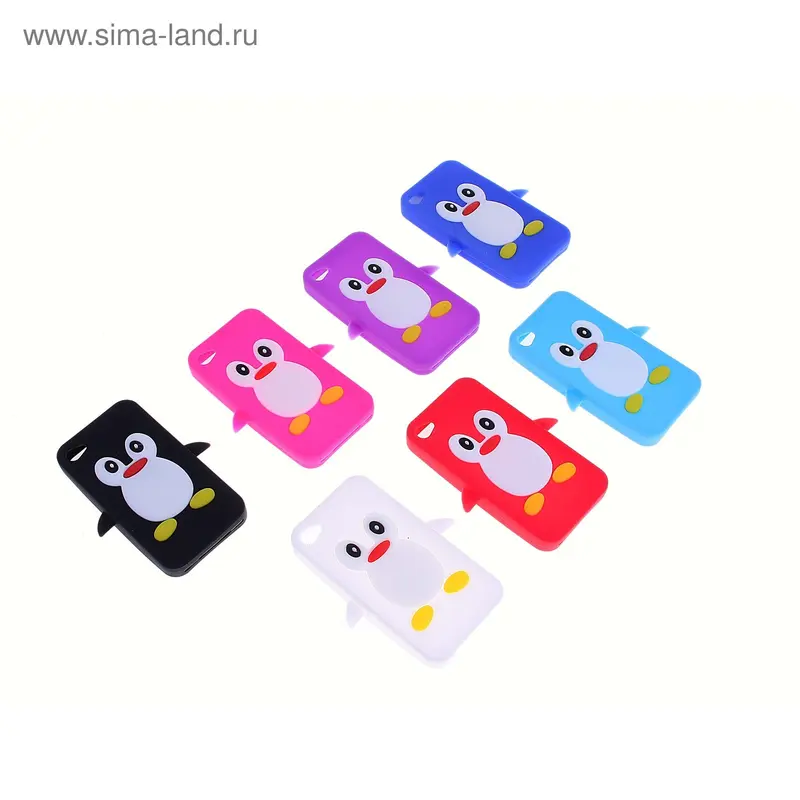 Чехол для телефона Apple iPhone 4/4S, крышка, "Пингвин", силикон, МИКС