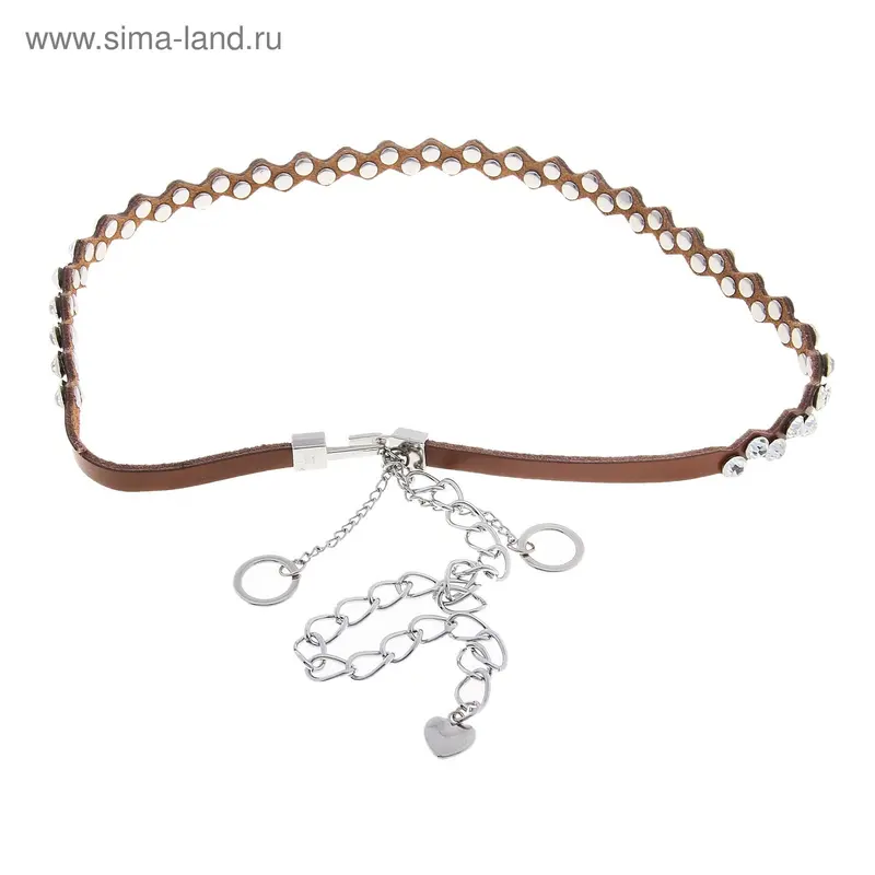 Ремень жен 07-05-02-05, 1,0*105см, одинарный, ромбы, стразы, корич