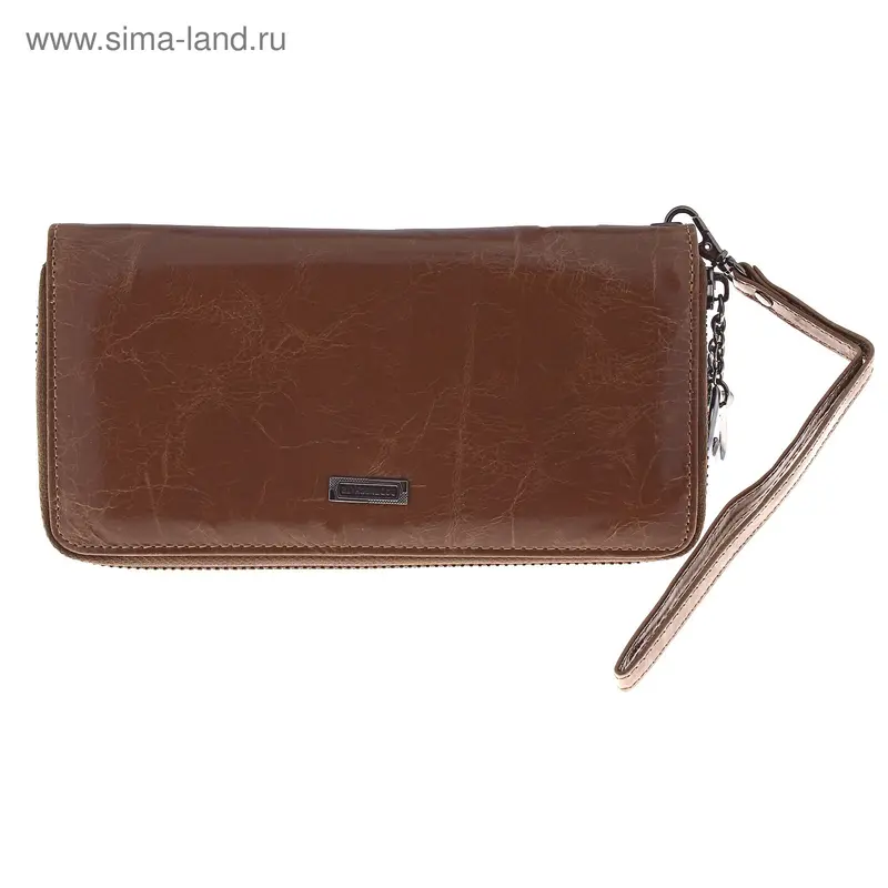 Кошёлек женский на молнии, 4 отдела, глянцевый, серый