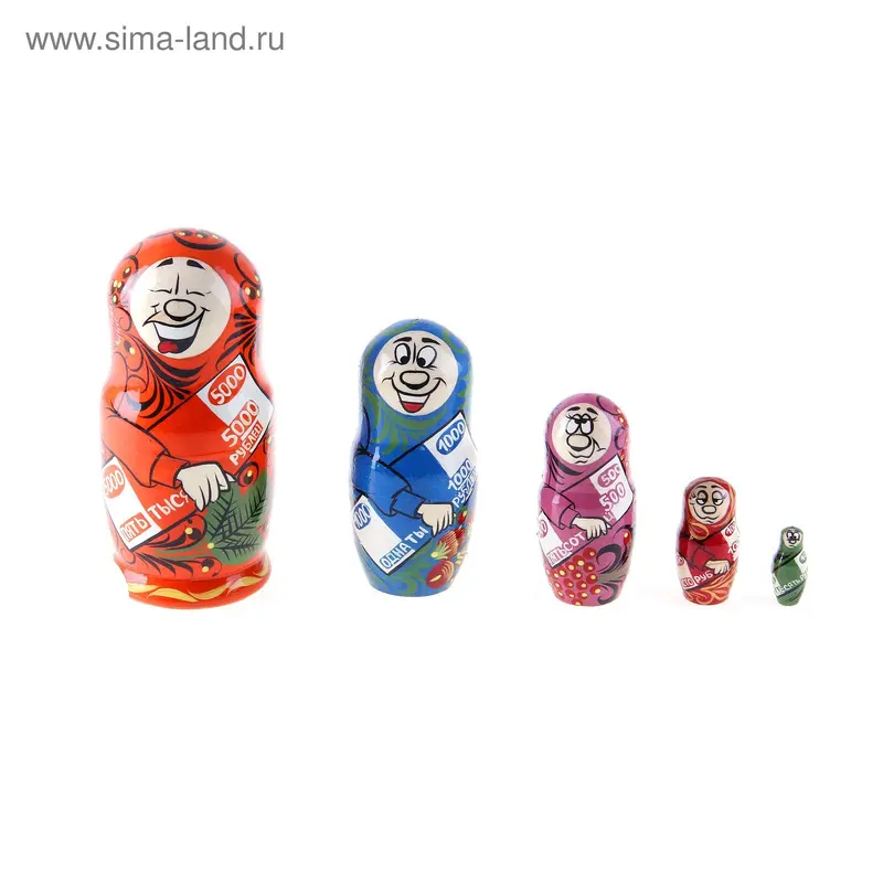 Матрешка "Деньги", 5 кукольная