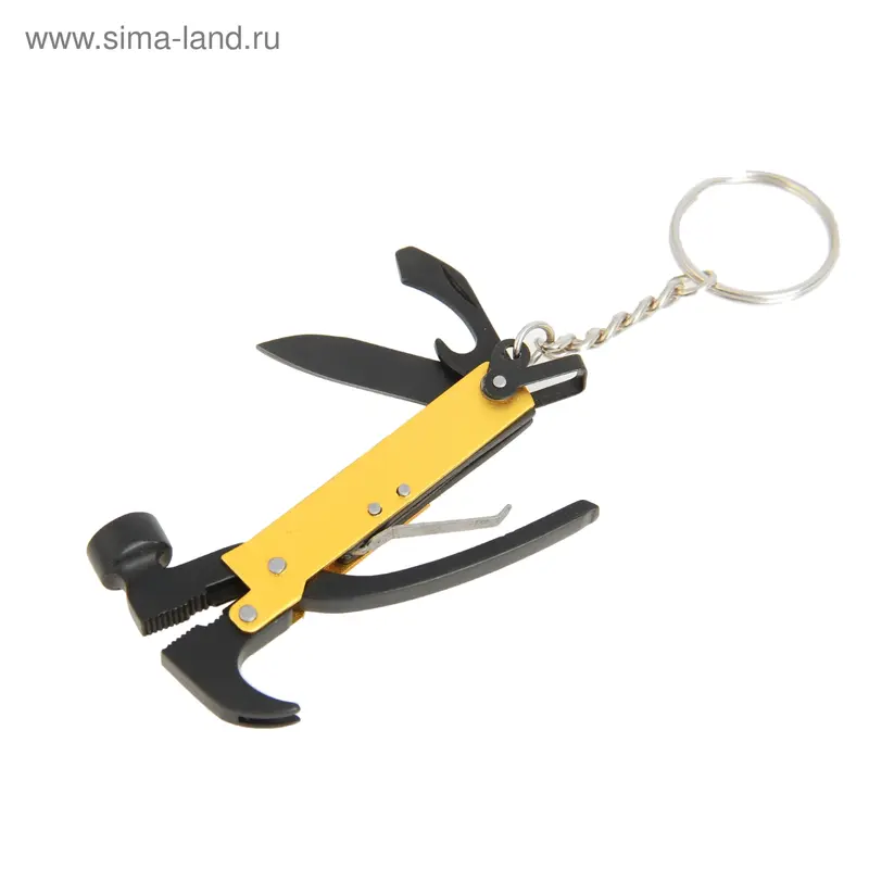 Инструмент 3в1 с молотком, рукоять желтая, металл