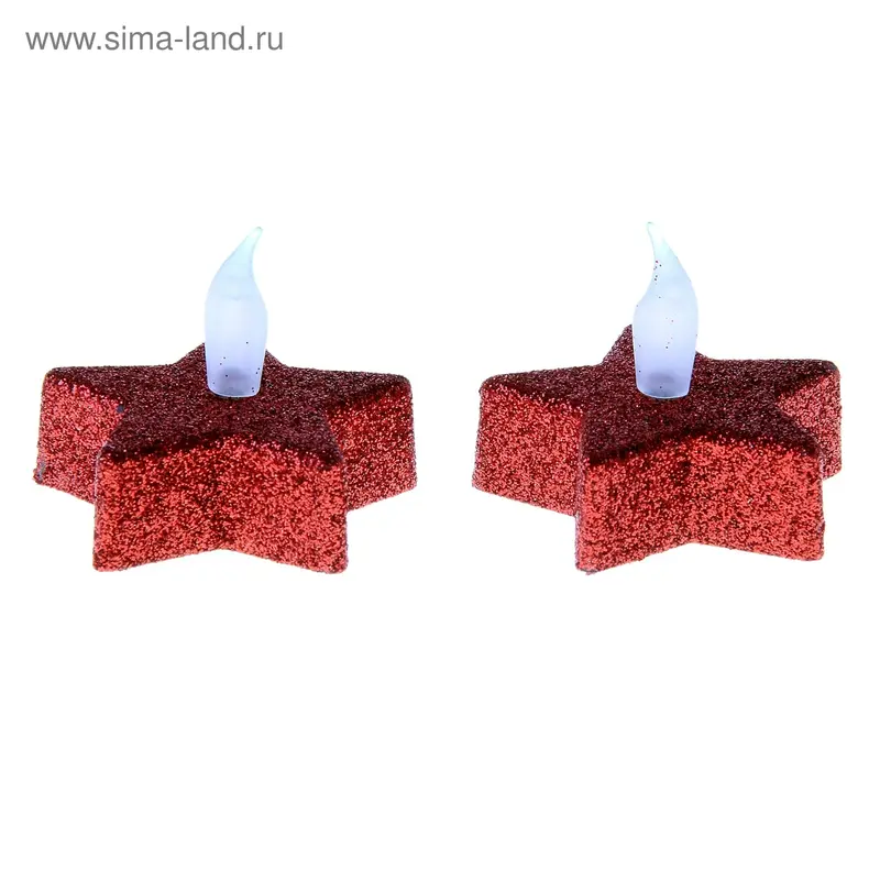 Ночник-свеча "Звезда" красная, 5 см, (набор 2 шт)