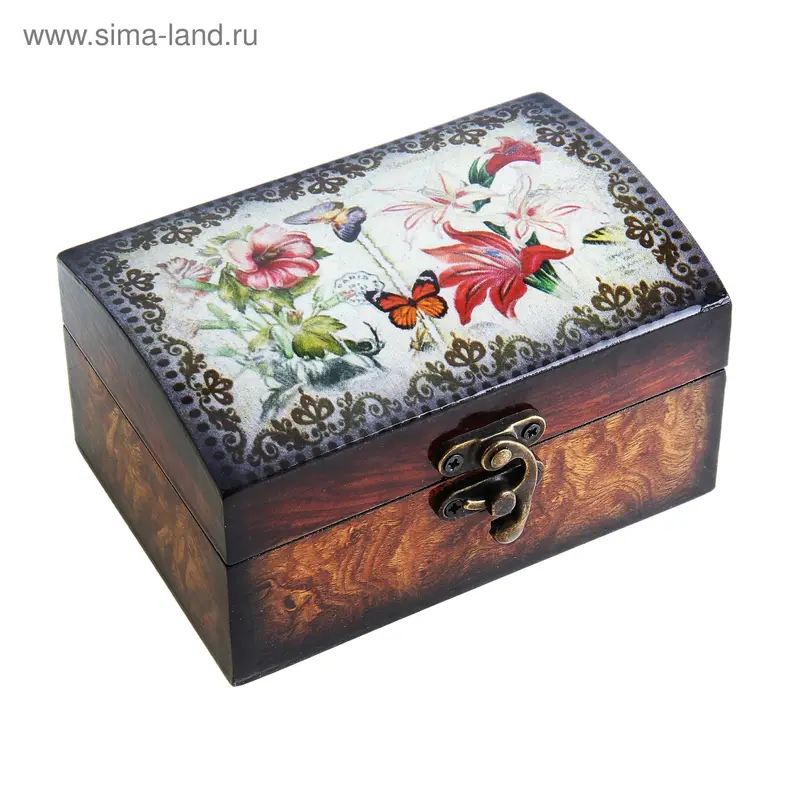 Шкатулка лак "Цветочная мозаика" 13х9х7,2 см