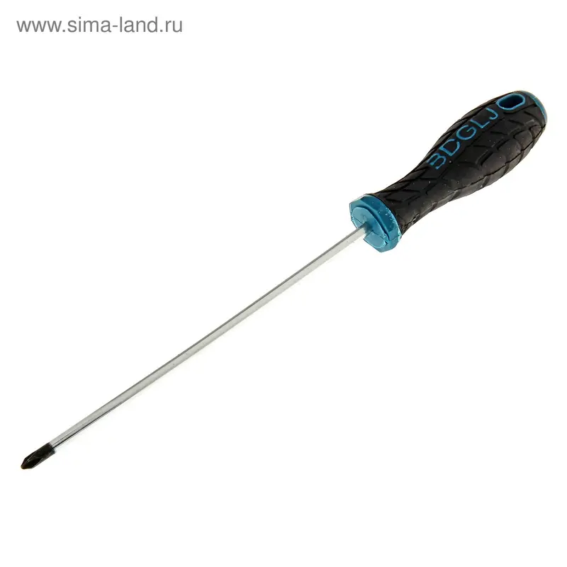 Отвертка 5х200мм (8") ручка черно-синяя, крестовая (+), подвес