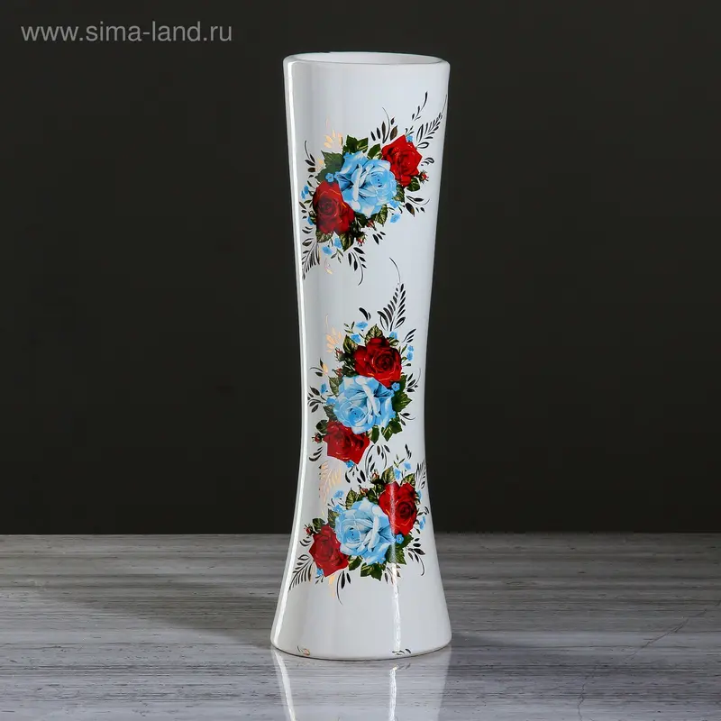 Ваза напольная "Марика-Росса", деколь, 42 см, микс, керамика