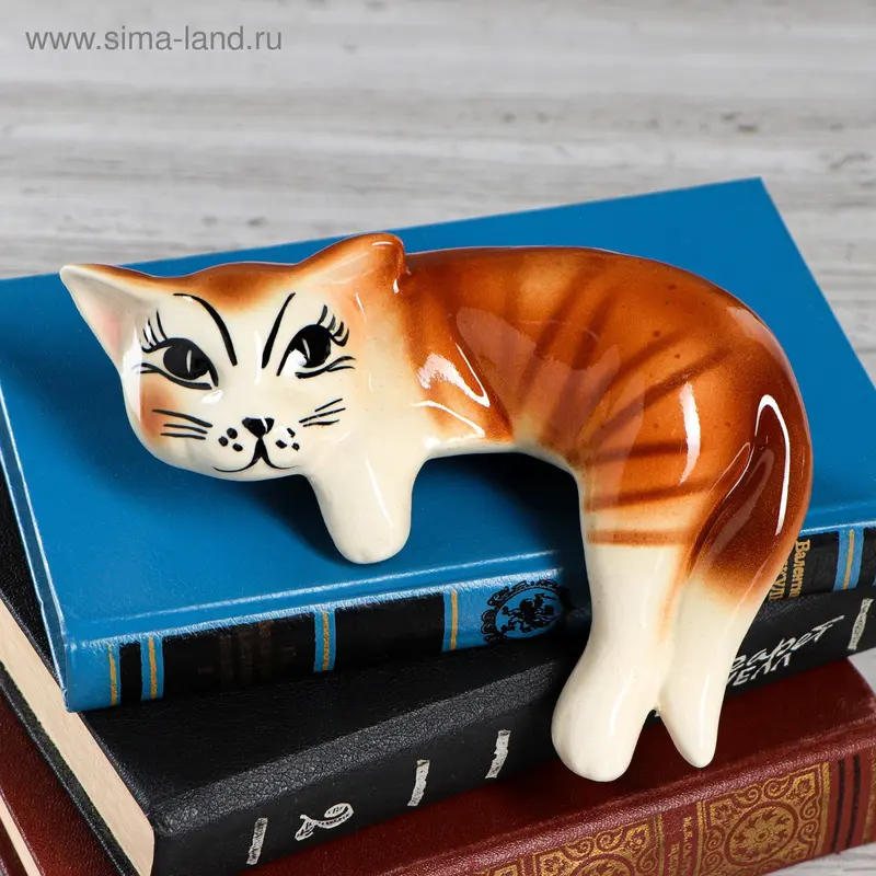 Статуэтка "Кот ленивец", глянец, рыжий, 12 см
