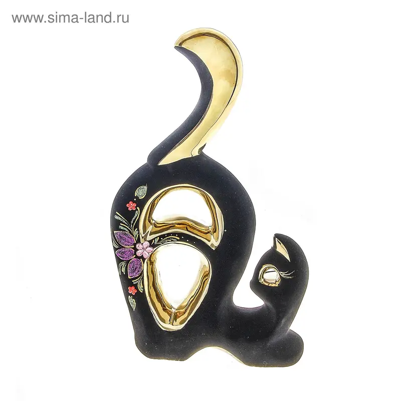 Сувенир "Кот Имир" флок булат черный